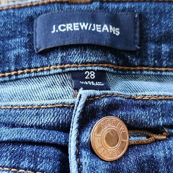 J. Crew 9" High Rise Toothpick Skinny Jeans, Dark Blue Wash, 28 - Picture 4 of 9